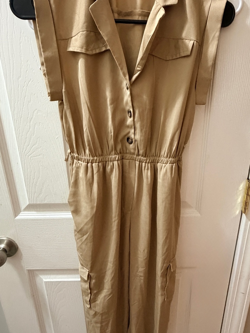 Blush Tan Cargo Utility Jumpsuit